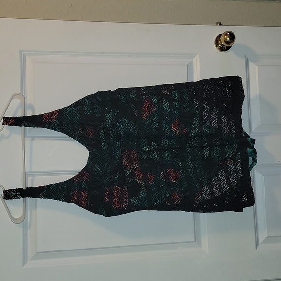 Boutique Plus Size Swimsuit 2X with Hawaiian 🌺 florals and Lacey overlay tank - Picture 1 of 4